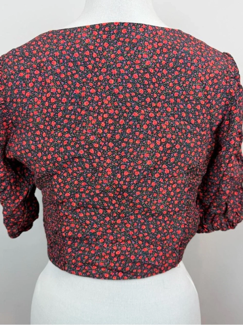 Zara Crop Floral Printed Sweetheart Neckline Top - Picture 7 of 8